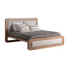 Lit en bois d'acacia 180x200 cm et tissu beige Danya