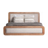Lit en bois d'acacia 180x200 cm et tissu beige Danya