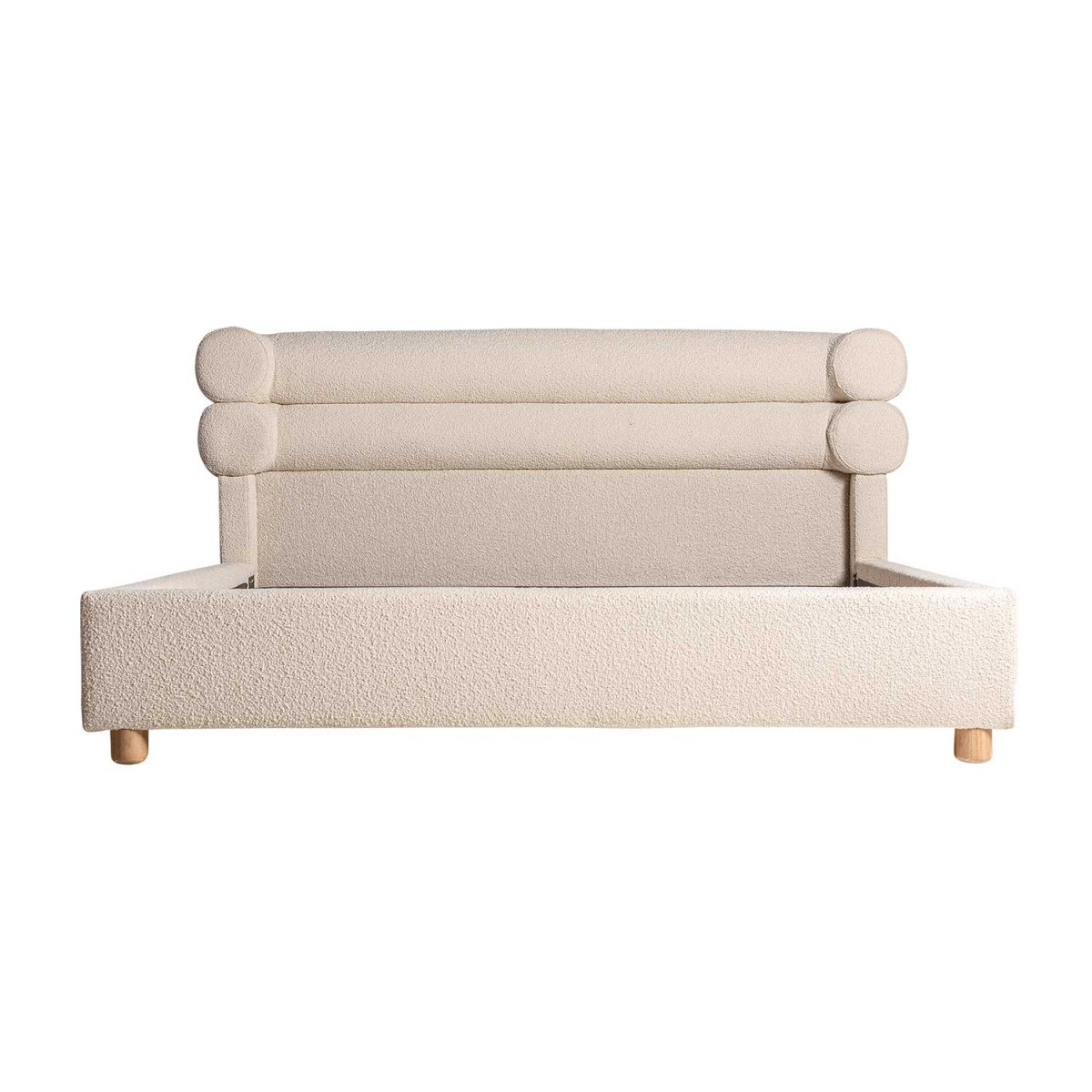 Lit blanc cassé en tissu bouclé 180x200 cm Aric