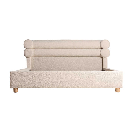 Lit blanc cassé en tissu bouclé 180x200 cm Aric