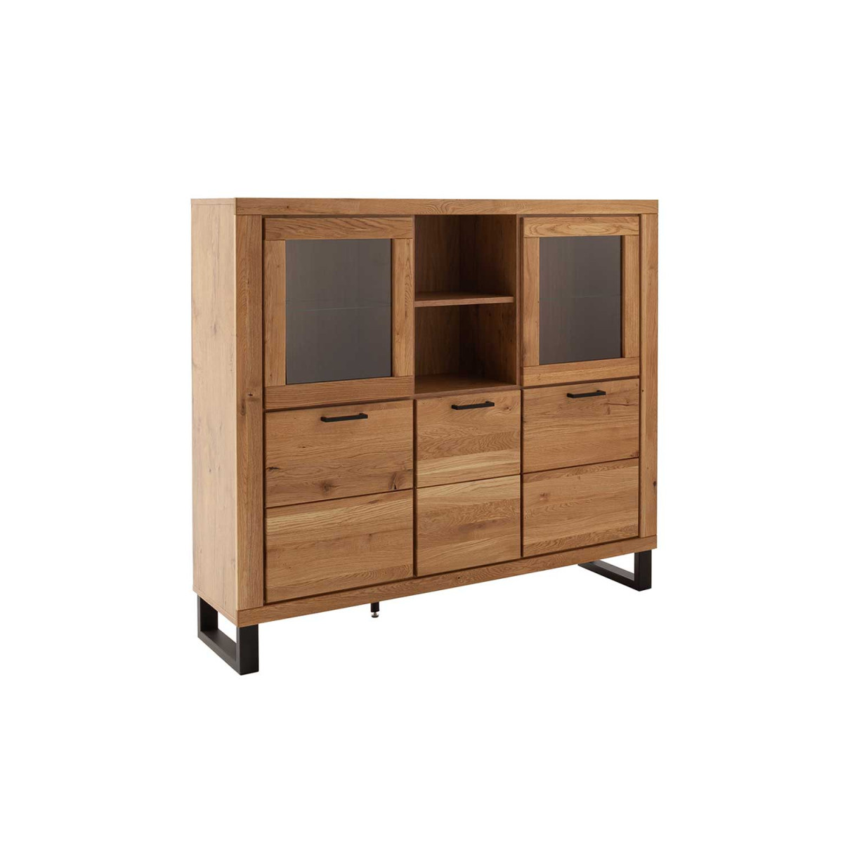 Buffet haut en bois 5 portes et 2 niches ouvertes Jambo