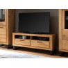 Meuble TV 2 niches et 2 tiroirs en bois chêne sauvage Jambo