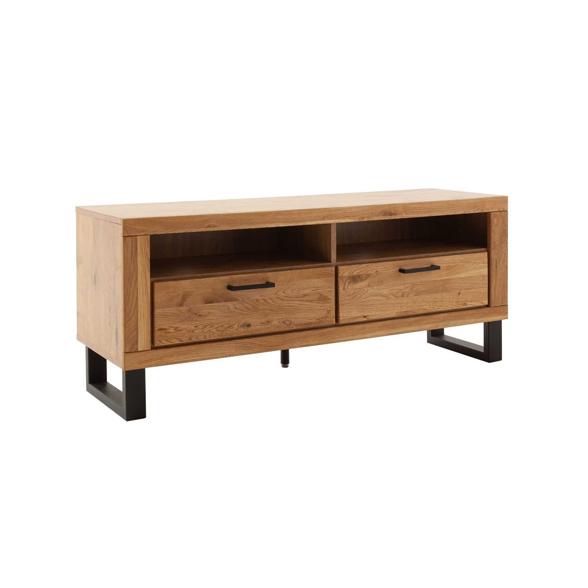 Meuble TV 2 niches et 2 tiroirs en bois chêne sauvage Jambo