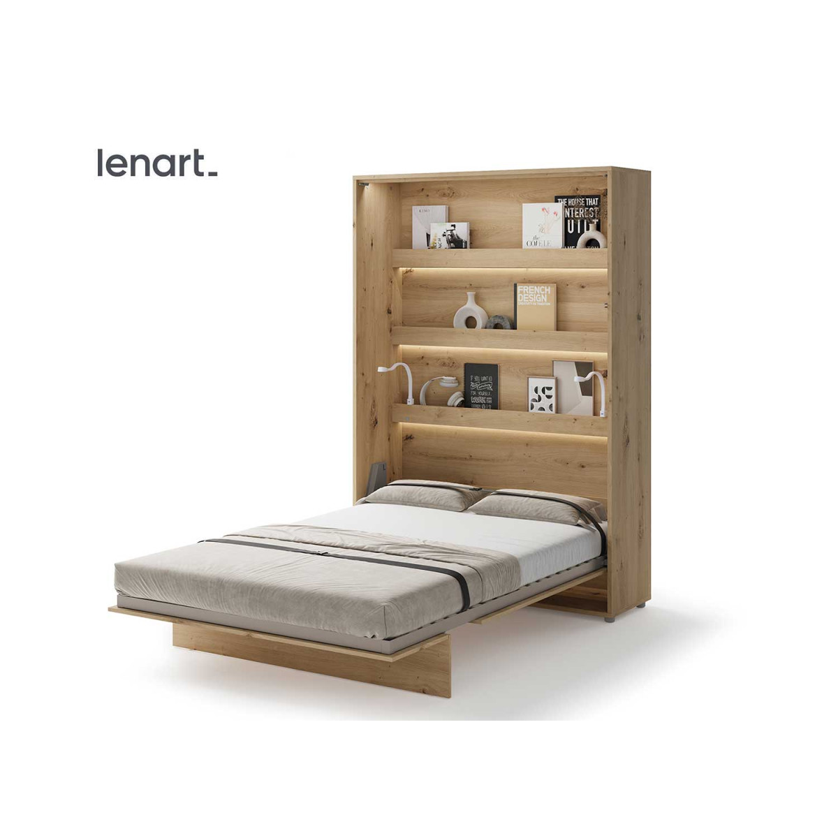 Lit mural double chêne artisan 140x200 cm Bed Concept