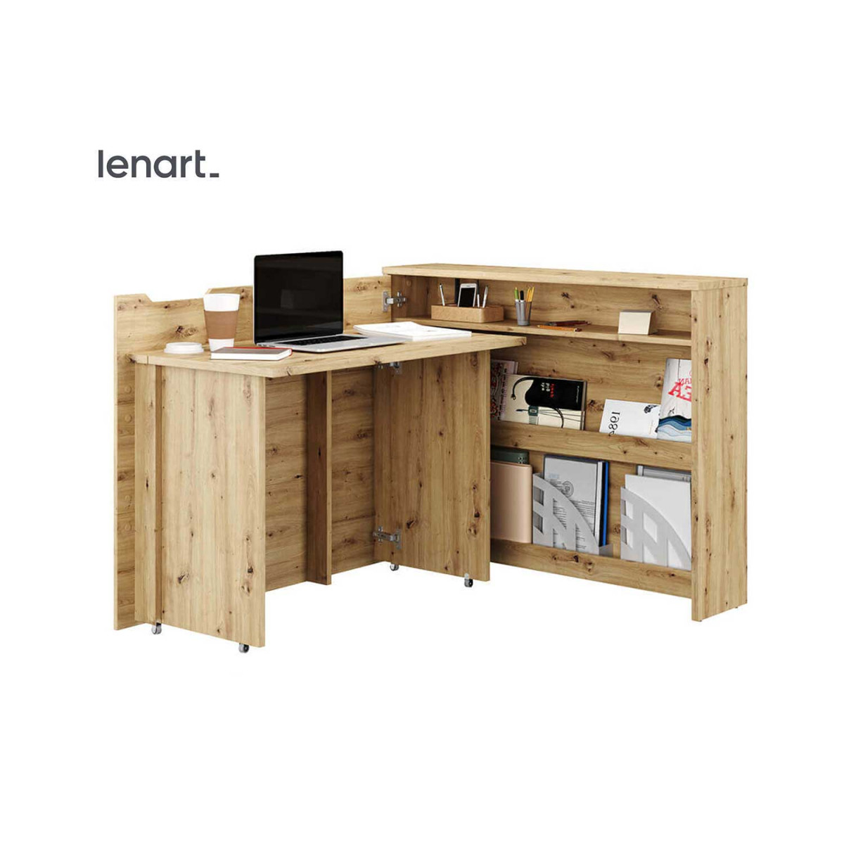 Bureau gain de place chêne artisan 115 cm Work Concept