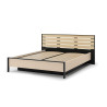 Lit coffre avec tête de lit LED beige, noir et chêne Natura