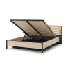 Lit coffre avec tête de lit LED beige, noir et chêne Natura