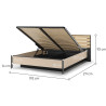 Lit coffre avec tête de lit LED beige, noir et chêne Natura
