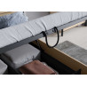 Lit coffre avec tête de lit LED beige, noir et chêne Natura