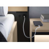 Lit coffre avec tête de lit LED beige, noir et chêne Natura