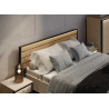 Lit coffre avec tête de lit LED beige, noir et chêne Natura