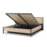 Lit coffre 180x200 cm avec tête de lit LED beige, noir et chêne Natura