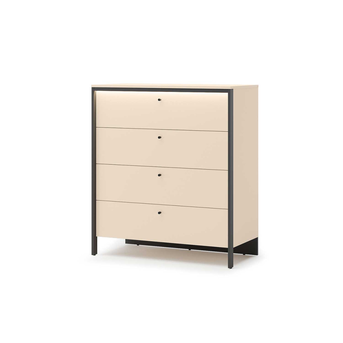 Commode 4 tiroirs beige et noir à LED Natura