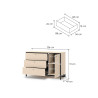 Commode 3 tiroirs et 1 porte beige et noir à LED Natura