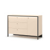 Commode 3 tiroirs et 1 porte beige et noir à LED Natura