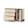 Commode 3 tiroirs et 1 porte beige et noir à LED Natura