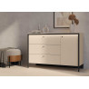 Commode 3 tiroirs et 1 porte beige et noir à LED Natura