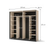 Armoire 2 portes coulissantes avec miroir beige et noir Natura