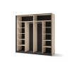 Armoire 2 portes coulissantes avec miroir beige et noir Natura