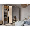 Armoire 2 portes coulissantes avec miroir beige et noir Natura