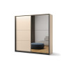 Armoire 2 portes coulissantes avec miroir beige et noir Natura