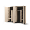 Armoire 4 portes avec miroir beige et noir Natura
