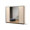 Armoire 4 portes avec miroir beige et noir Natura