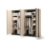 Armoire 4 portes avec miroir beige et noir Natura