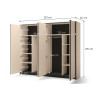 Armoire 4 portes avec miroir beige et noir Natura