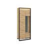 Vitrine haute 195 cm 2 portes à LED chêne artisan et noir Edge