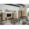 Meuble de rangement haut 195 cm 1 porte à LED chêne artisan et noir Edge