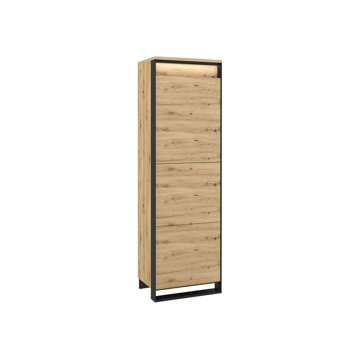 Meuble de rangement haut 1 porte à LED chêne artisan et noir Edge