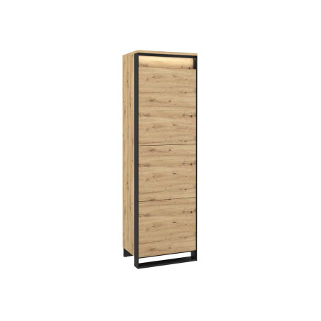 Meuble de rangement haut 195 cm 1 porte à LED chêne artisan et noir Edge