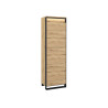 Meuble de rangement haut 195 cm 1 porte à LED chêne artisan et noir Edge