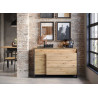 Commode 1 porte et 4 tiroirs à LED chêne artisan et noir Edge