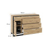 Commode 1 porte et 4 tiroirs à LED chêne artisan et noir Edge
