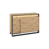 Commode 1 porte et 4 tiroirs à LED chêne artisan et noir Edge
