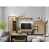 Meuble TV avec rangements à LED chêne artisan et noir Edge