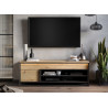 Meuble TV avec rangements à LED chêne artisan et noir Edge