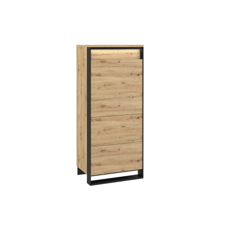 Meuble de rangement 1 porte à LED chêne artisan et noir Edge