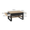 Table basse 2 tiroirs 100 cm chêne artisan et noir Edge