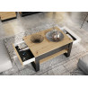 Table basse 2 tiroirs 100 cm chêne artisan et noir Edge
