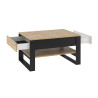 Table basse 2 tiroirs 100 cm chêne artisan et noir Edge