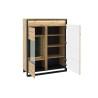 Vitrine basse 140 cm 2 portes à LED chêne artisan et noir Edge