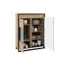Vitrine basse 140 cm 2 portes à LED chêne artisan et noir Edge