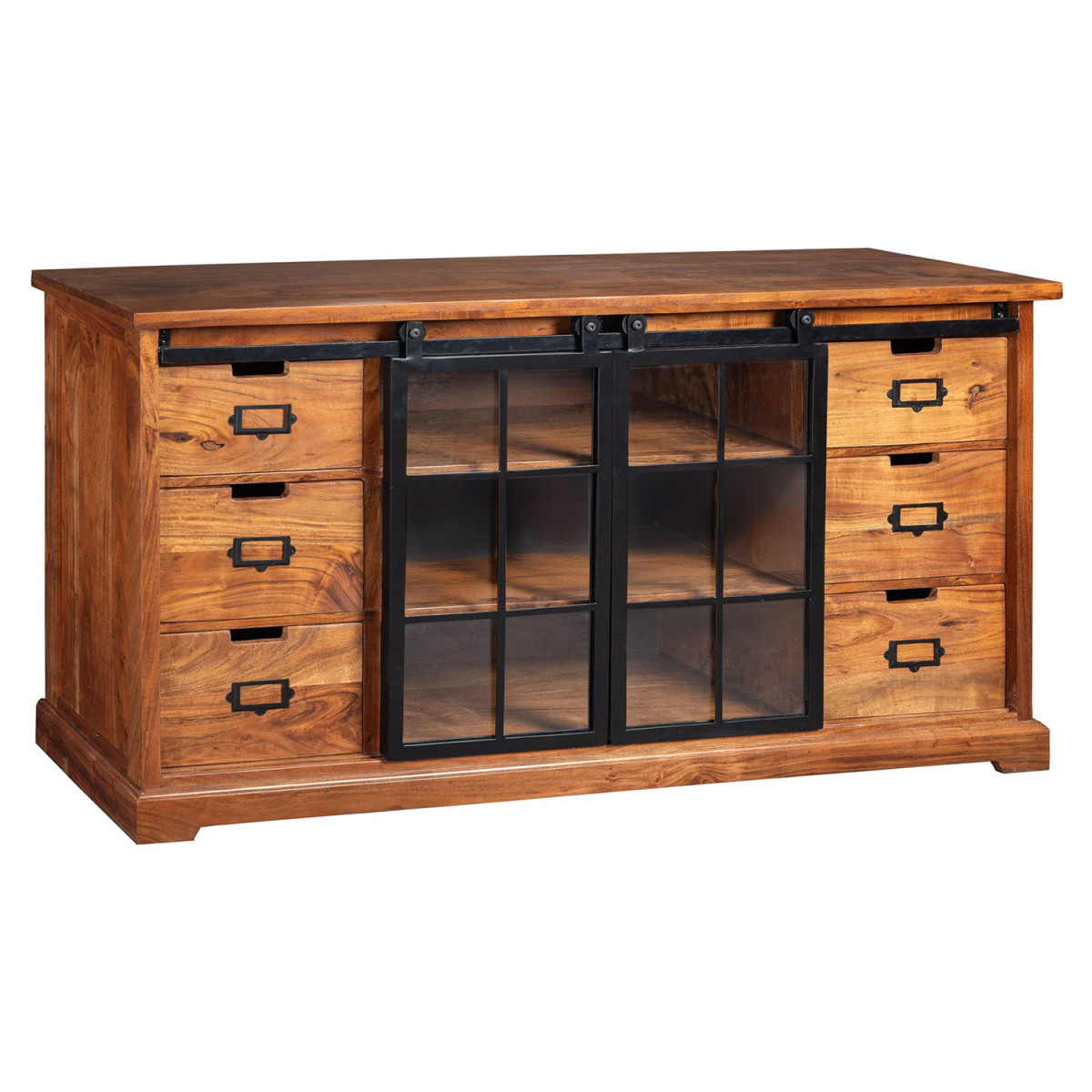 Buffet en acacia marron 148 cm industriel Zaya