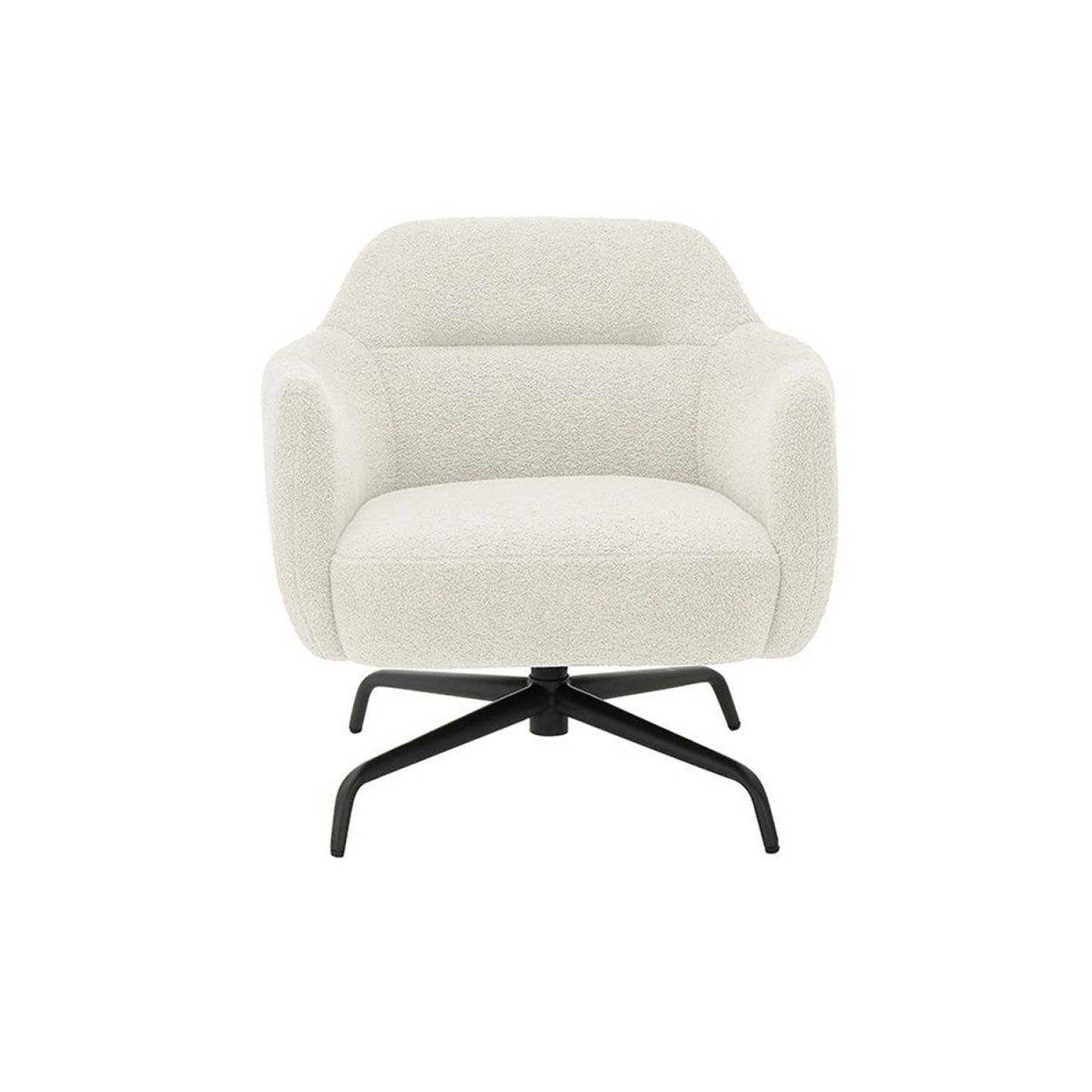Fauteuil pivotant crème et métal noir Tajo