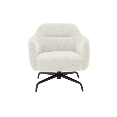 Fauteuil crème pivotant et métal noir Tajo