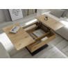 Table basse carrée plateaux relevables chêne et noir Ashton