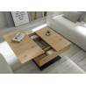 Table basse carrée plateaux relevables chêne et noir Ashton